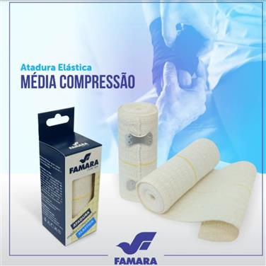 ATADURA ELÁSTICA MÉDIA COMPRESSÃO - 10 CM - COR NATURAL