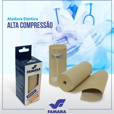 ATADURA ELÁSTICA ALTA COMPRESSÃO - 10 CM - COR BEGE