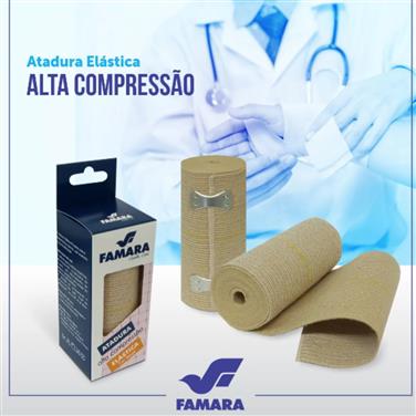 ATADURA ELÁSTICA ALTA COMPRESSÃO - 15 CM X 1,30M - COR BEGE